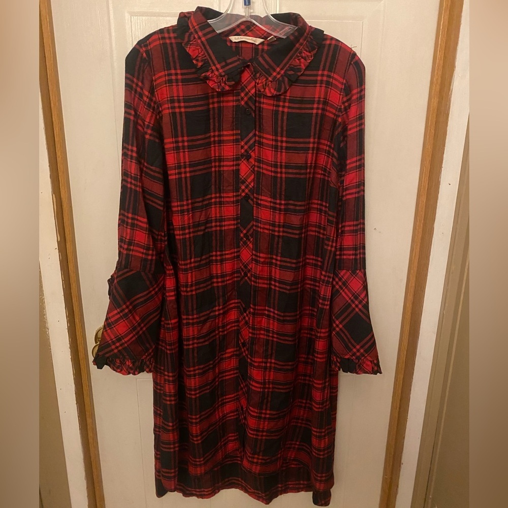 Soft Surroundings Bennington Buffalo Plaid Shirt Dress